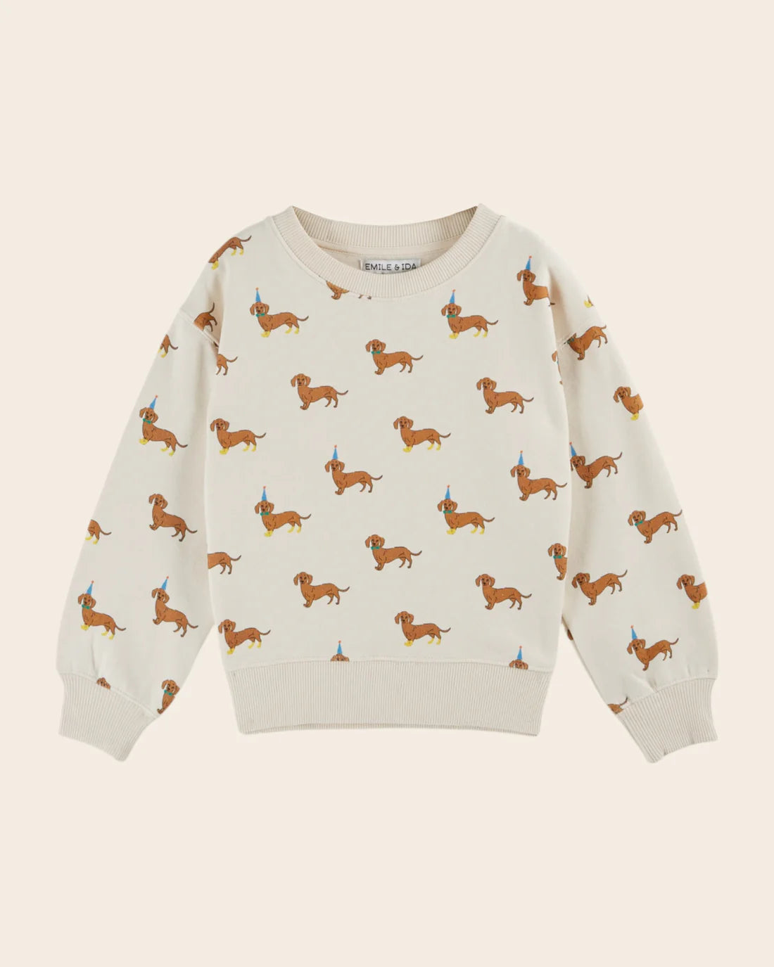 EMILE ET IDA Dachshunds sweatshirt / ECRU