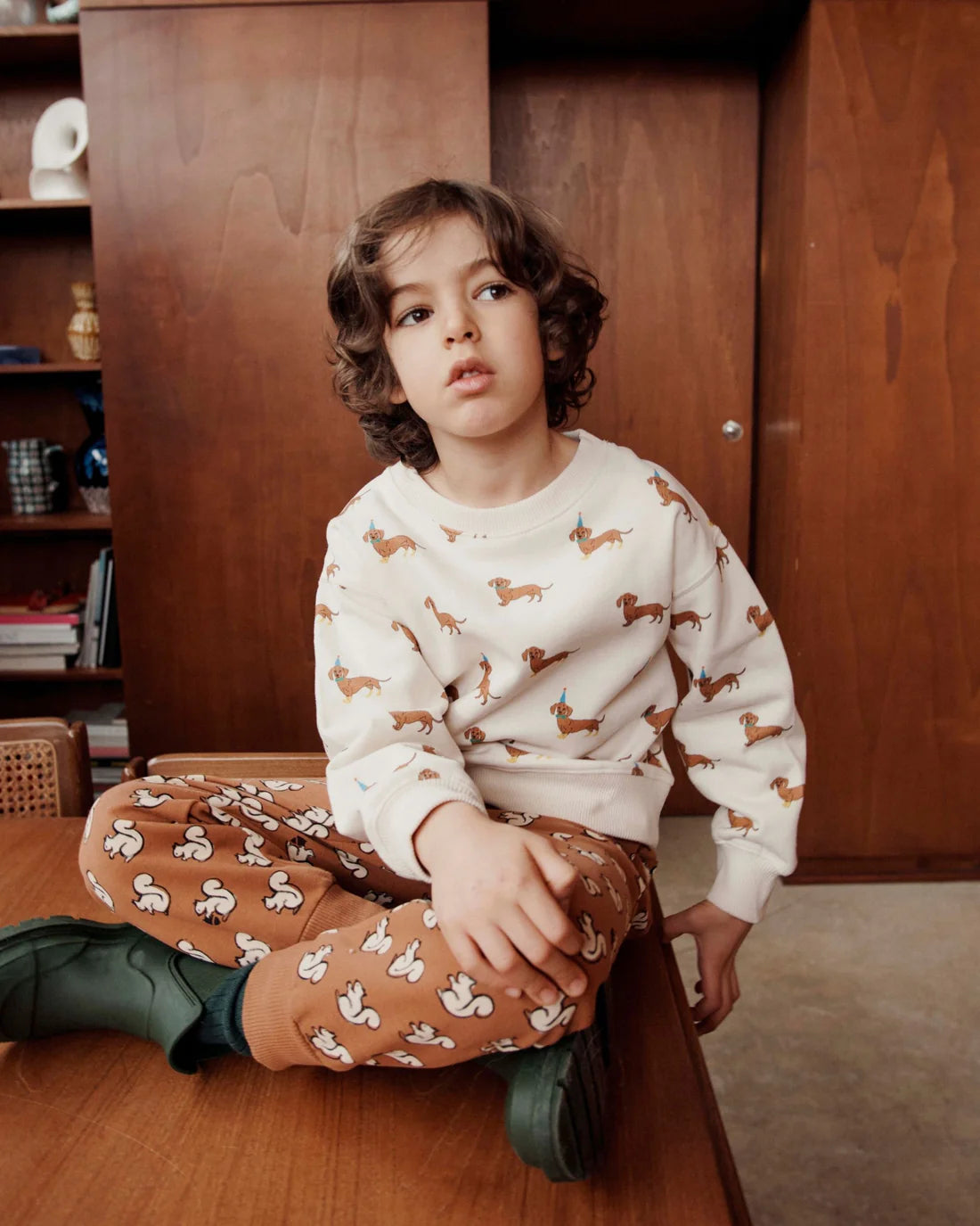 EMILE ET IDA Dachshunds sweatshirt / ECRU