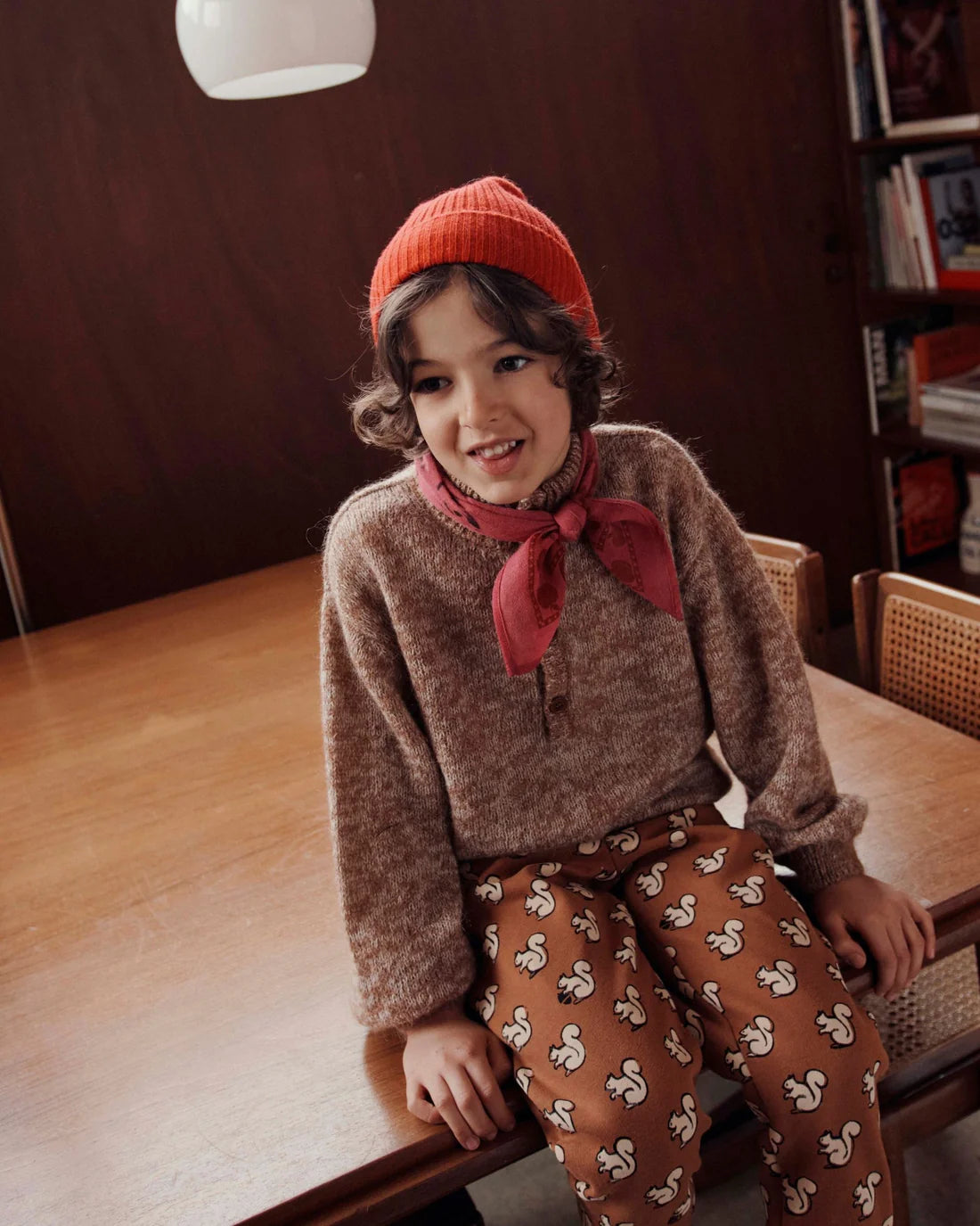 EMILE ET IDA Caramel organic cotton squirrel joggers / PECAN