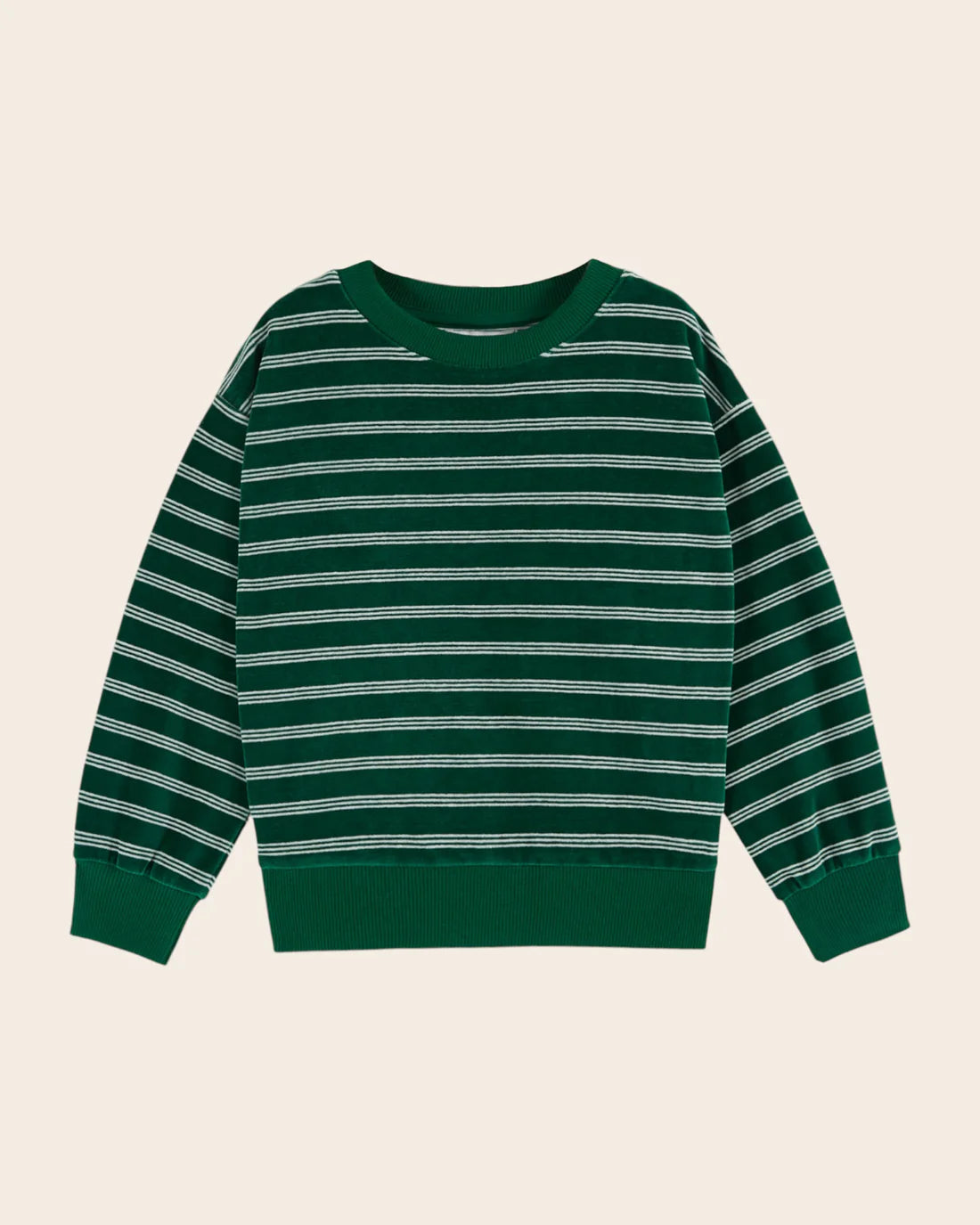 EMILE ET IDA Striped velvet sweatshirt / DARK GREEN