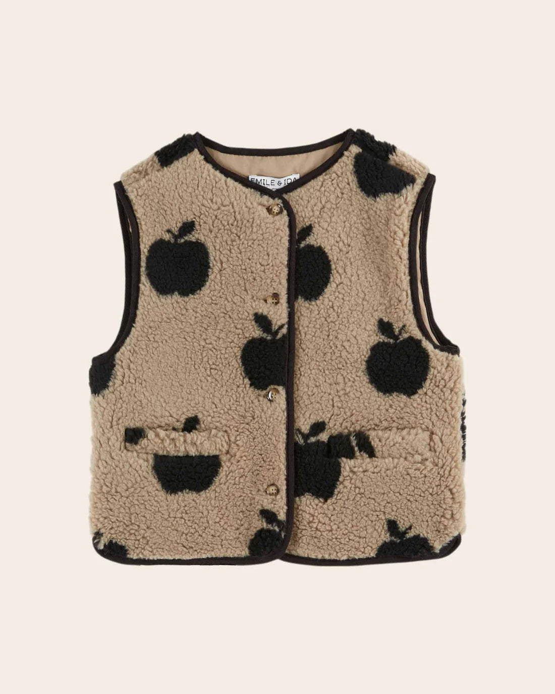 EMILE ET IDA GREY APPLE SHERPA SLEEVELESS JACKET VEST