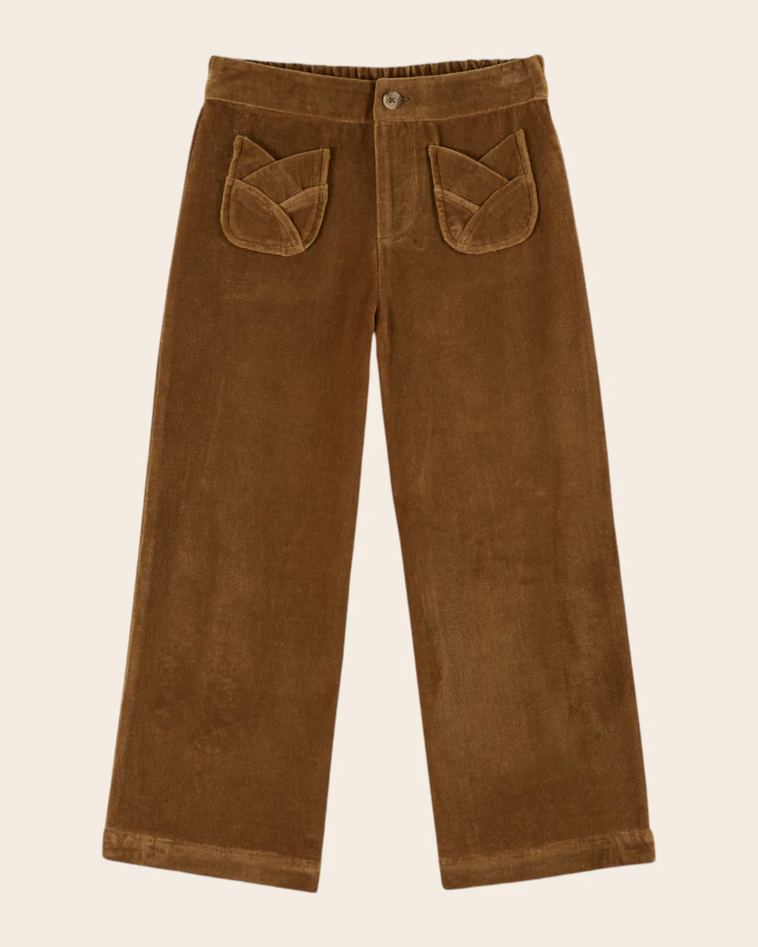 EMILE ET IDA Pink velvet tulip pockets pants / BRONZE