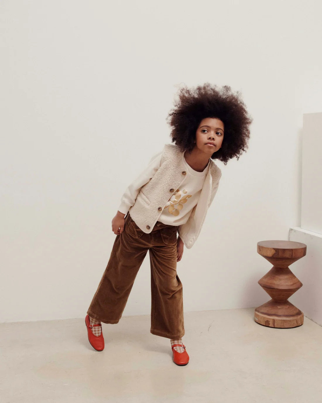 EMILE ET IDA Pink velvet tulip pockets pants / BRONZE