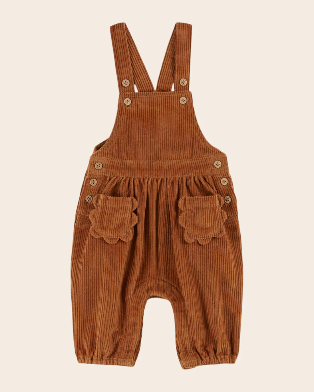 EMILE ET IDA Caramel CORDUROY flower pockets dungarees