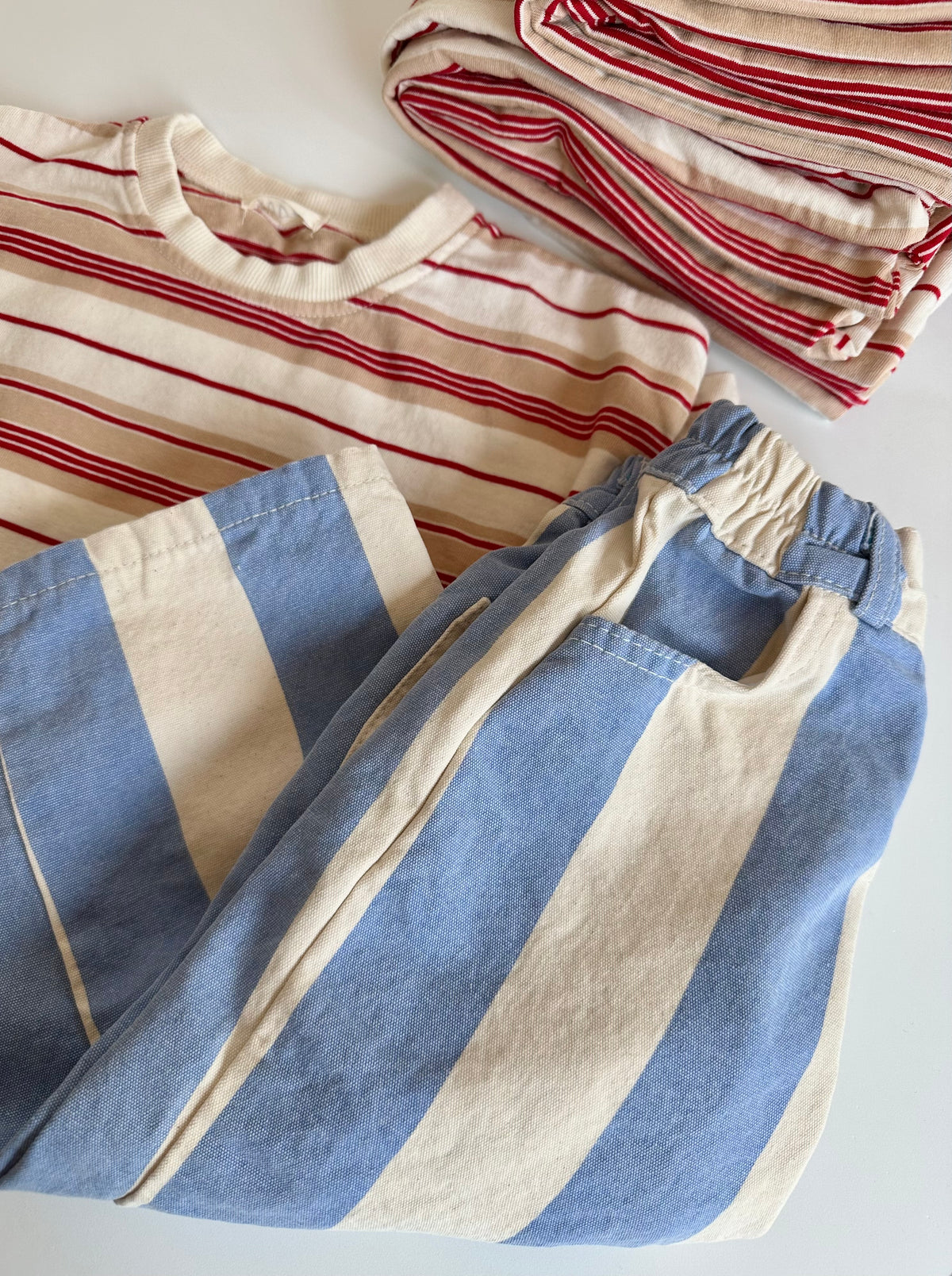 RESORT STRIPE WIDE LEG PANT / OCEAN BLUE