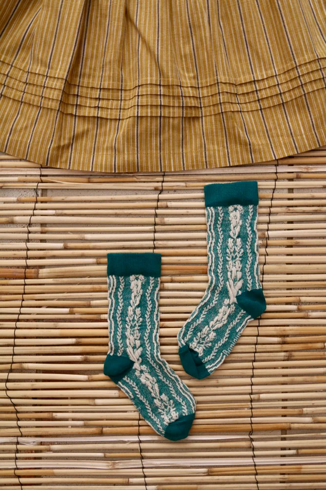 BONJOUR DIARY FLOWER TWIST SOCKS / GREEN