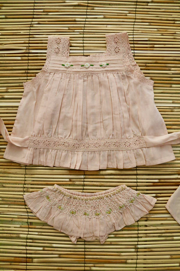 BONJOUR DIARY SUSHI LIGHT PINK VOILE TOP + PANTY SET