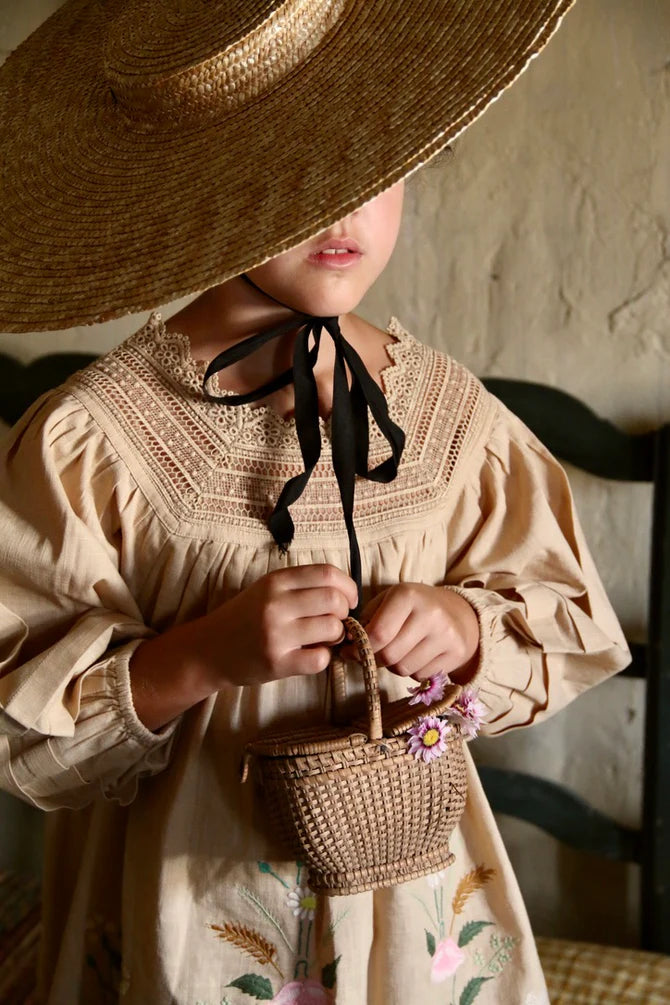 新品未使用bonjour diary 2Y chasuble dress BONJOUR DIARY EMBROIDERED DRESS / SAND - Milk + Bots