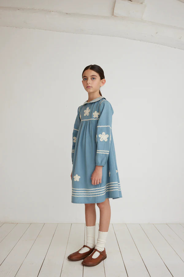 BEBE ORGANIC INGA DRESS / BLUE ZIGZAG DREAM