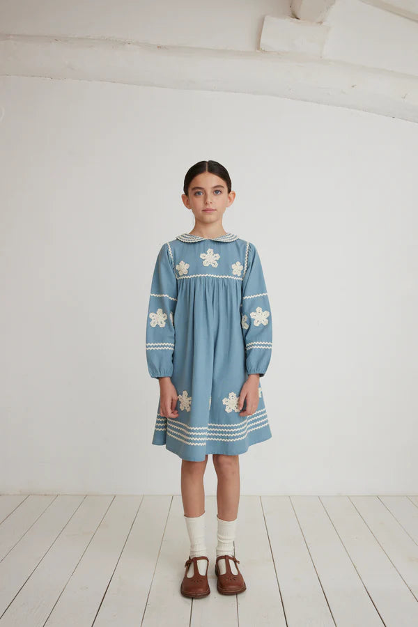 BEBE ORGANIC INGA DRESS / BLUE ZIGZAG DREAM