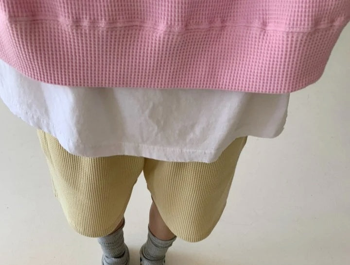 WOMEN&#39;S WAFFLE SHORT SET / BUBBLE GUM