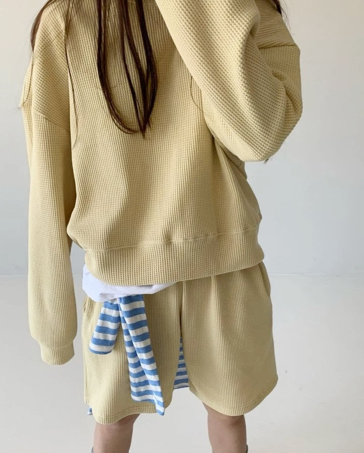 WOMEN&#39;S WAFFLE SHORT SET / BUTTER