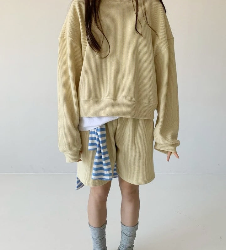 WOMEN&#39;S WAFFLE SHORT SET / BUTTER