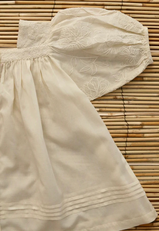 BONJOUR DIARY EMBROIDERED LONG BLOUSE / IVORY