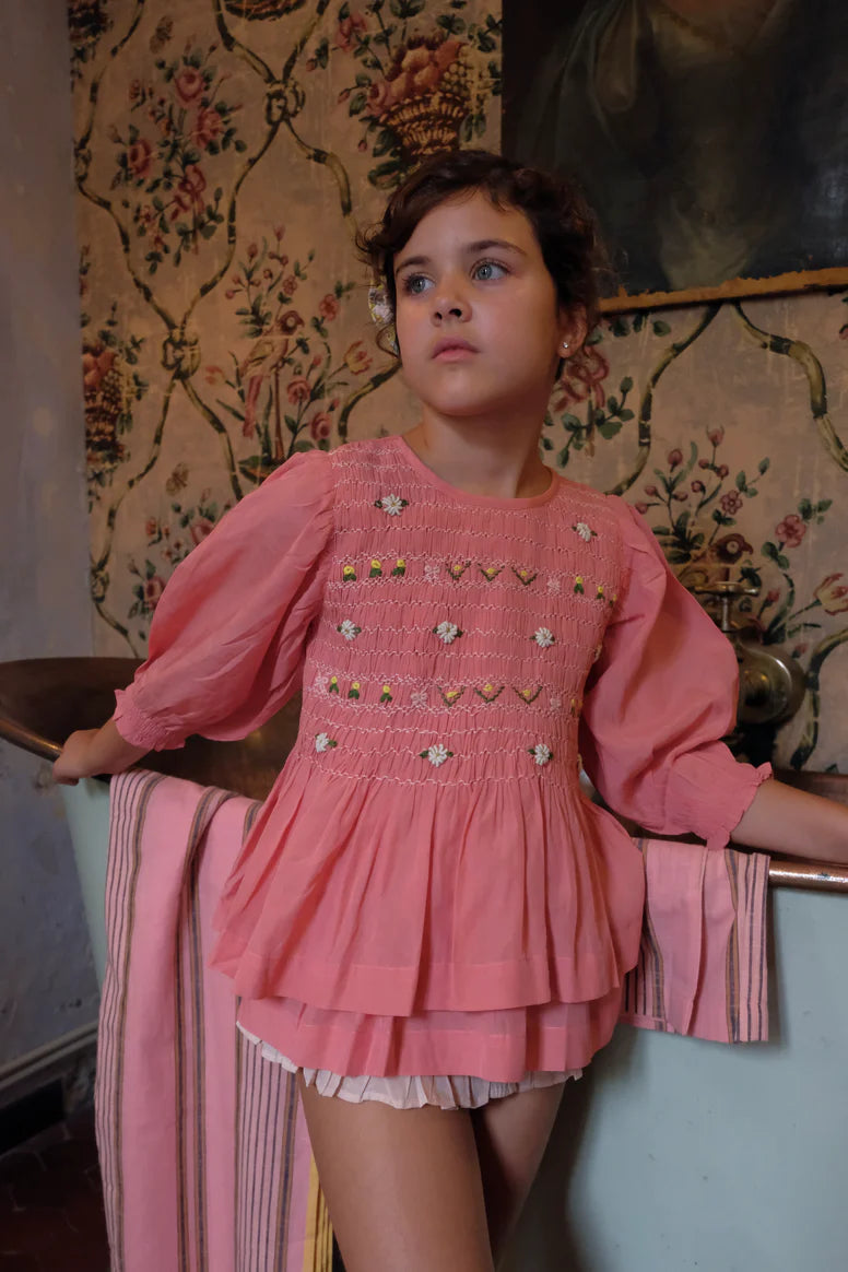 BONJOUR DIARY SUSHI GRENADINE SMOCKED BLOUSE - Milk + Bots