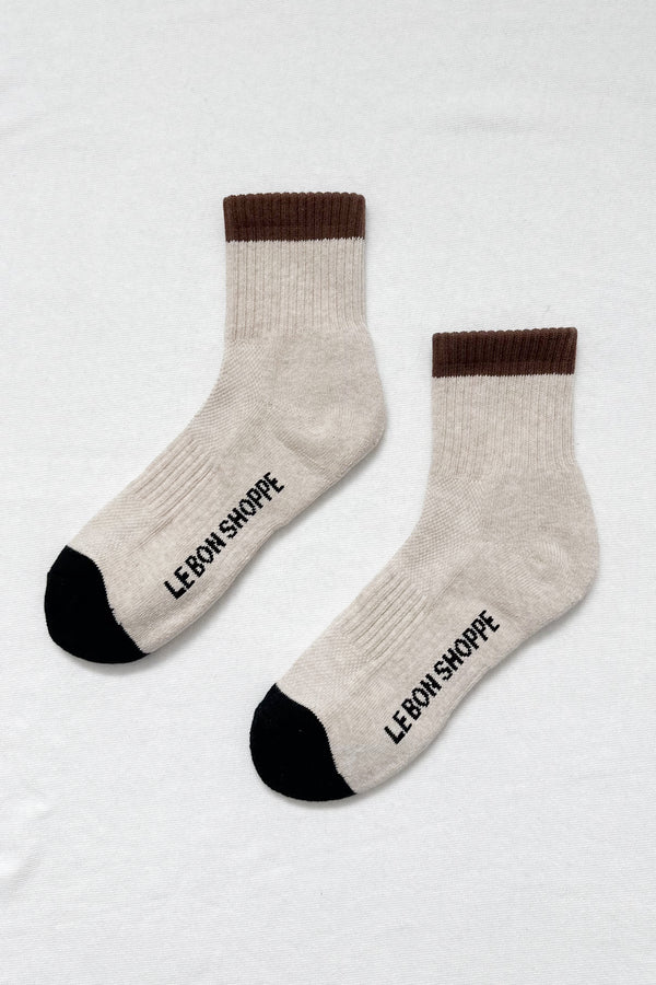 LE BON SHOPPE Color Block Girlfriend Socks / Black Coffee