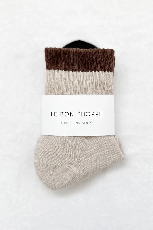 LE BON SHOPPE Color Block Girlfriend Socks / Black Coffee