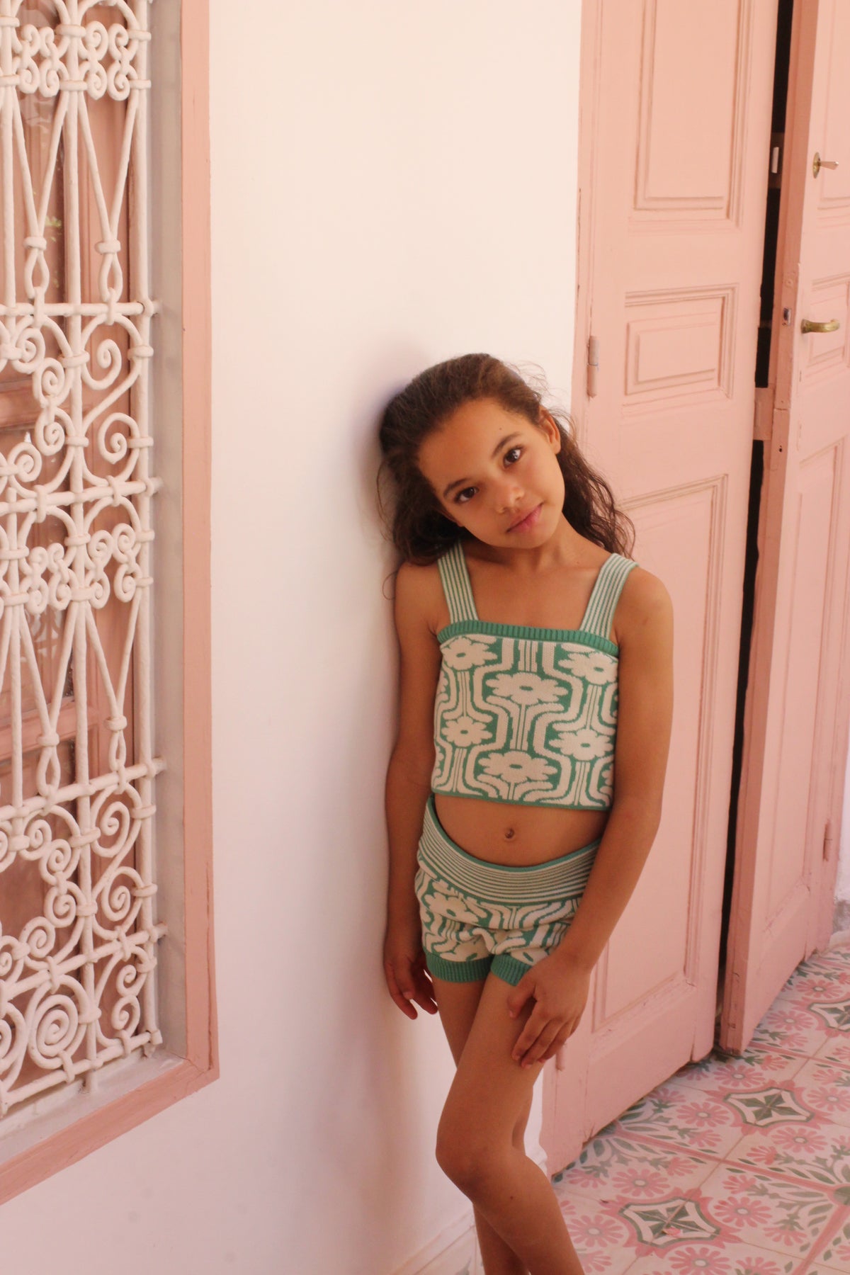 BONJOUR DIARY KNIT SET TOP + BOTTOM / GREEN