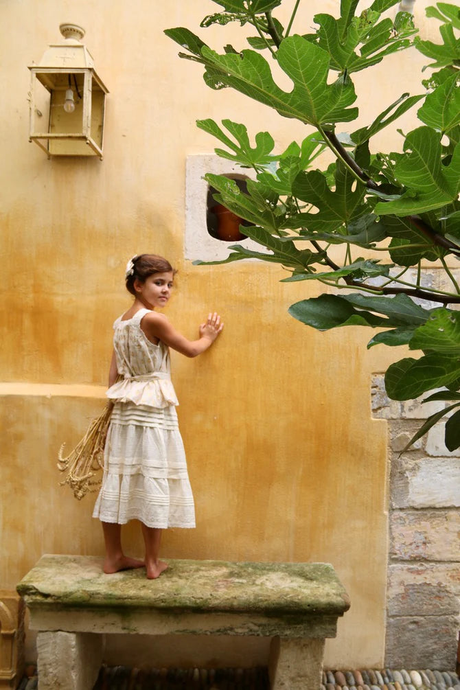BONJOUR DIARY LONG SKIRT / IVORY SEERSUCKER
