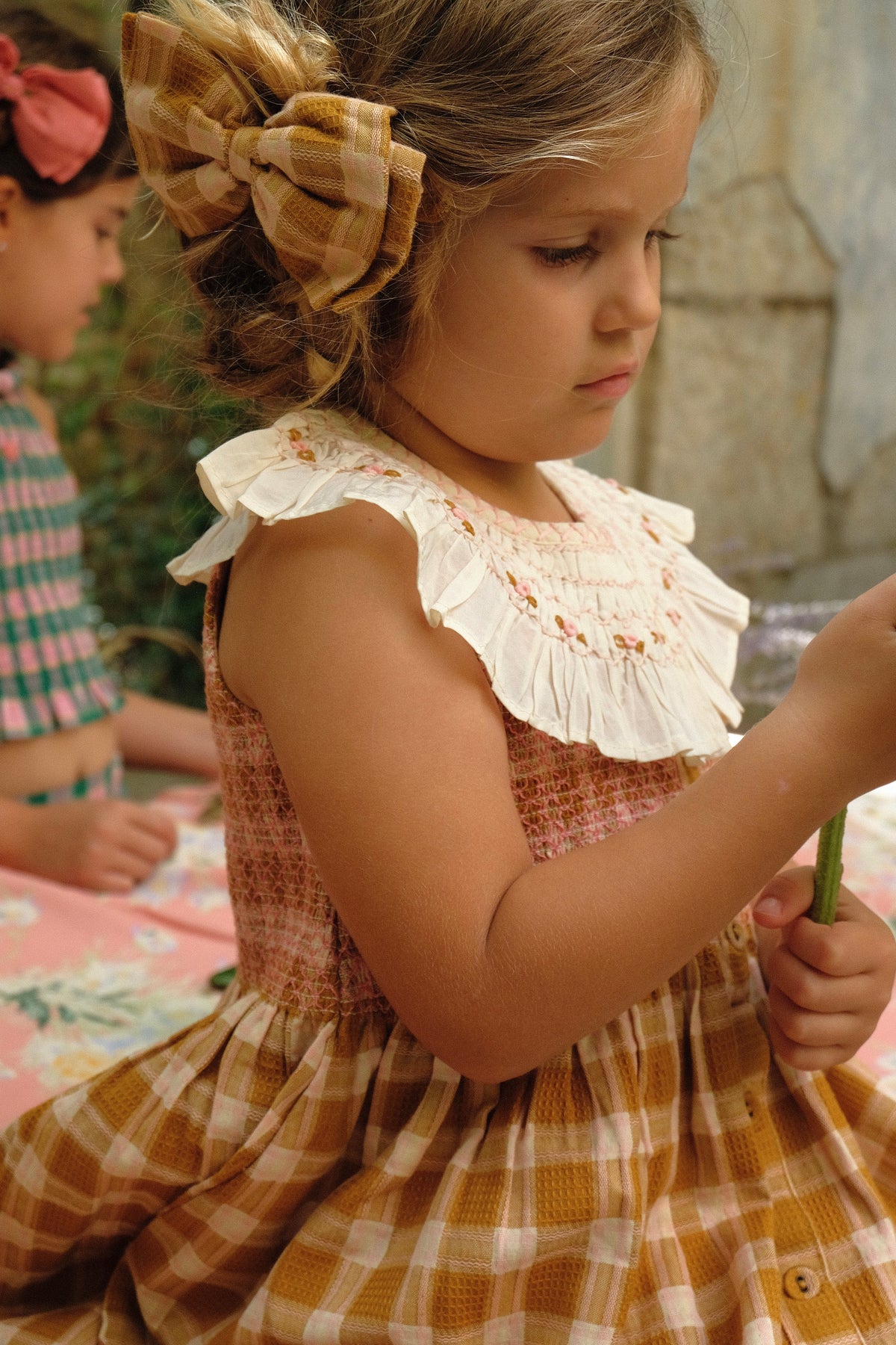 BONJOUR DIARY IBIZA TUNIC + BOW / CARAMEL STRAWBERRY CHECK