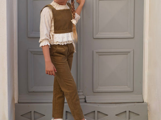 HOUSE OF PALOMA Audrey Reversible Vest / Herbe Cord Linen + Florale Walnut