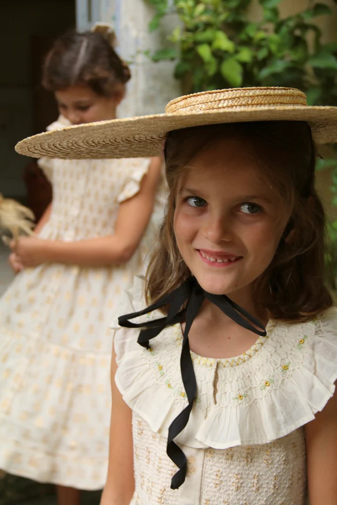 BONJOUR DIARY IBIZA TUNIC + BOW / GOLDEN FLOWER IVORY - Milk + Bots BONJOUR DIARY IBIZA TUNIC + BOW / GOLDEN FLOWER IVORY - Milk + Bots