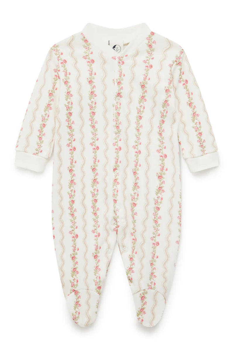 SLEEPY DOE BABY SLEEPSUIT / FLORAL STRIPE