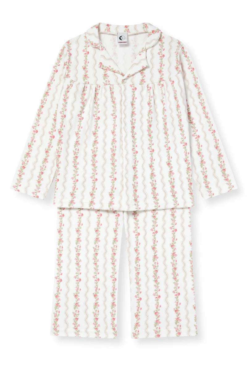 SLEEPY DOE GIRLS BLOUSE &amp; WIDE TROUSER PJAMA SET / FLORAL STRIPE