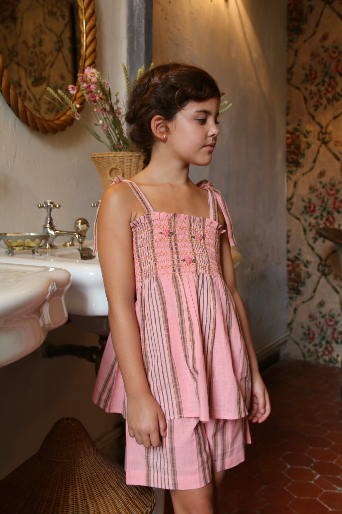 BONJOUR DIARY PINK STRIPED SHORTS + TOP SET