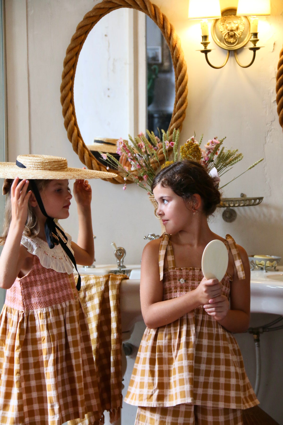 BONJOUR DIARY IBIZA TUNIC + BOW / CARAMEL STRAWBERRY CHECK