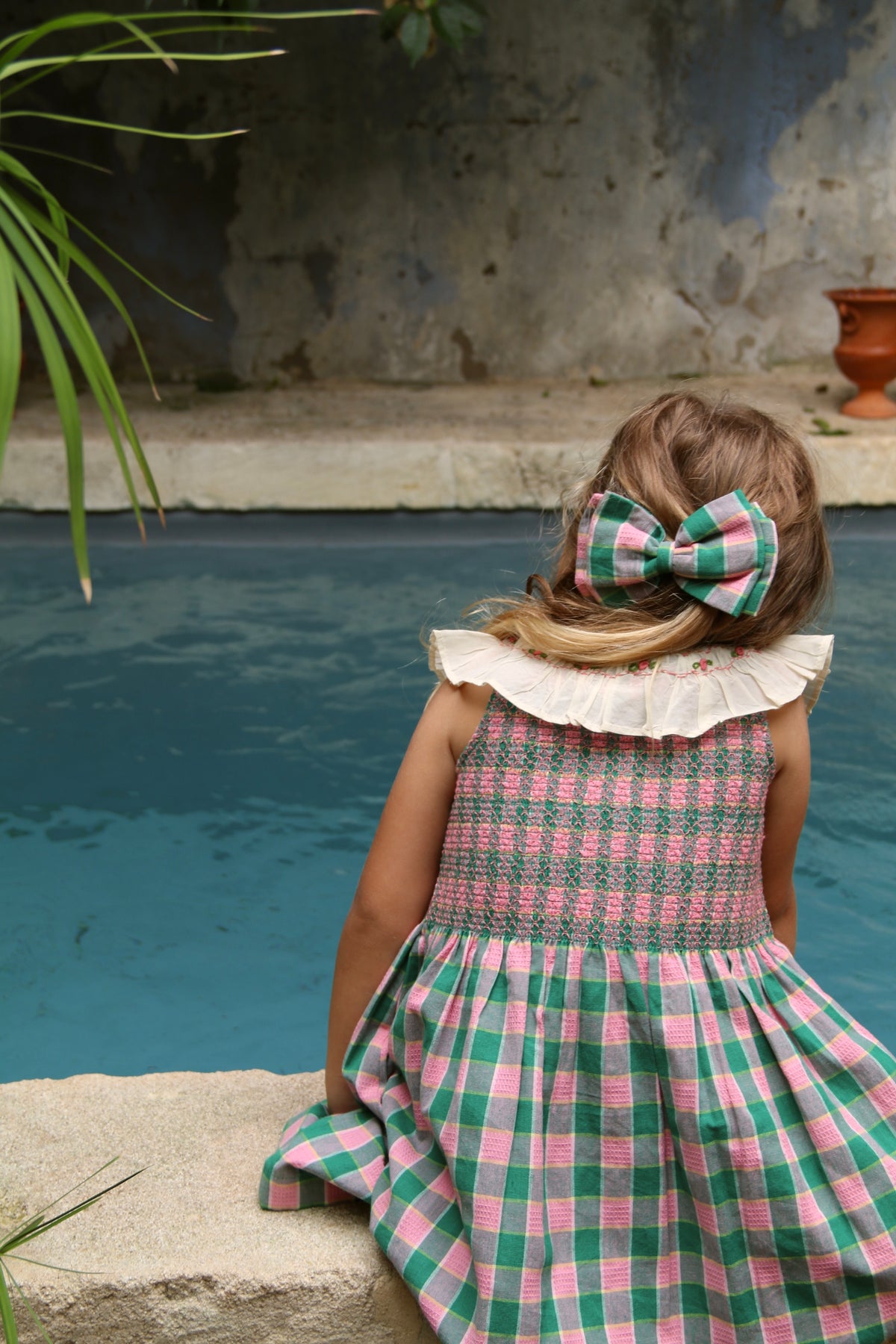 BONJOUR DIARY IBIZA TUNIC + BOW / MINT STRAWBERRY CHECK