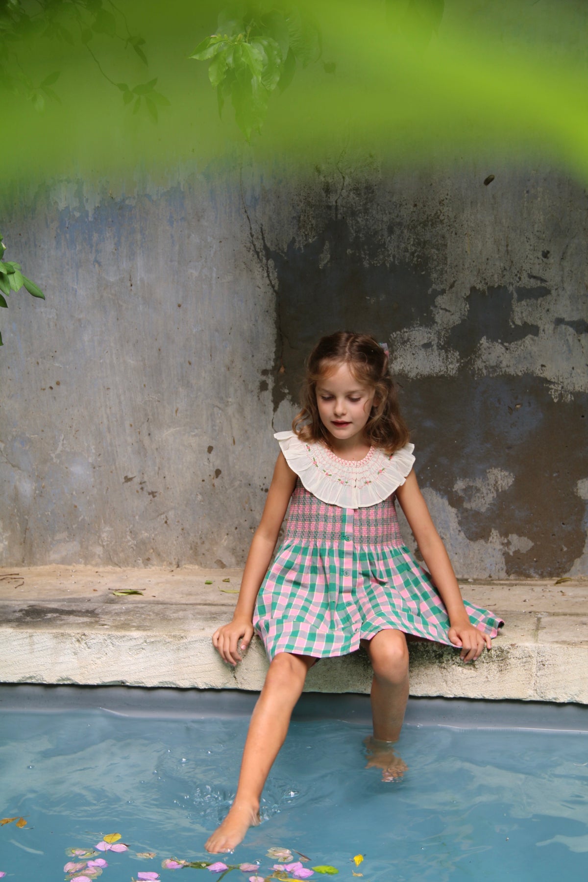 BONJOUR DIARY IBIZA TUNIC + BOW / MINT STRAWBERRY CHECK