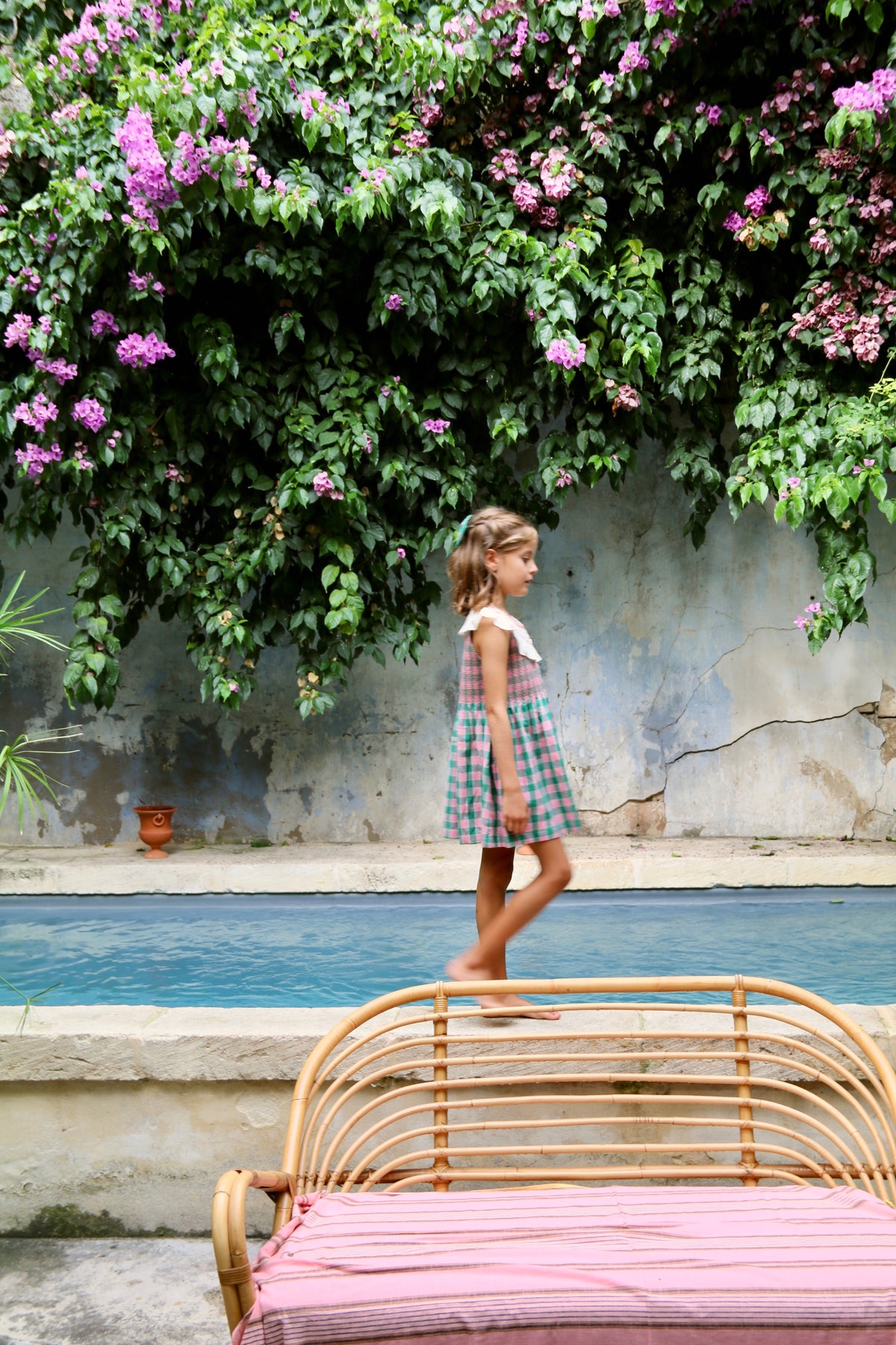 BONJOUR DIARY IBIZA TUNIC + BOW / MINT STRAWBERRY CHECK