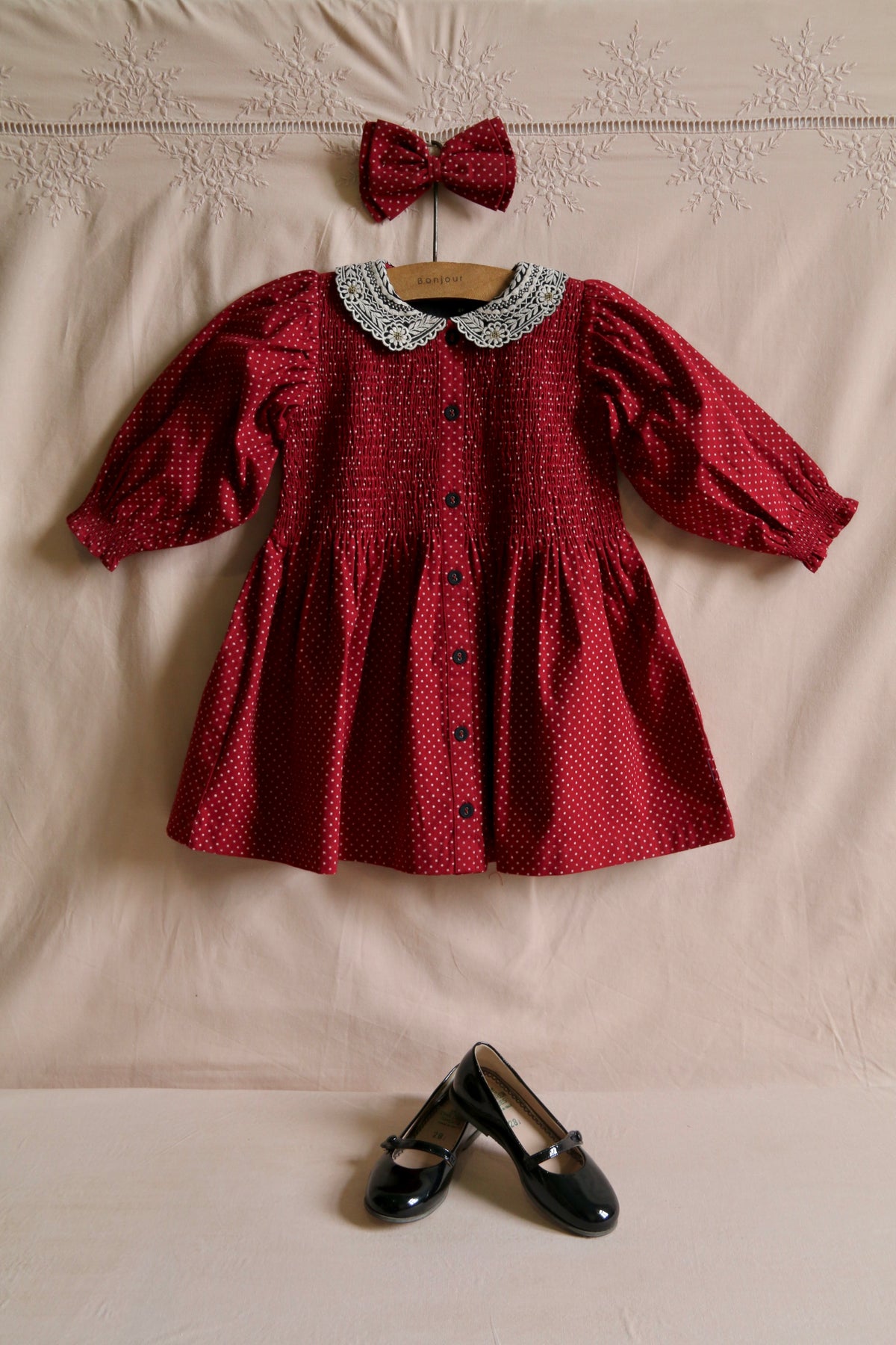 BONJOUR DIARY TUNIQUE W/ HAIR CLIP / RED POLKA DOT