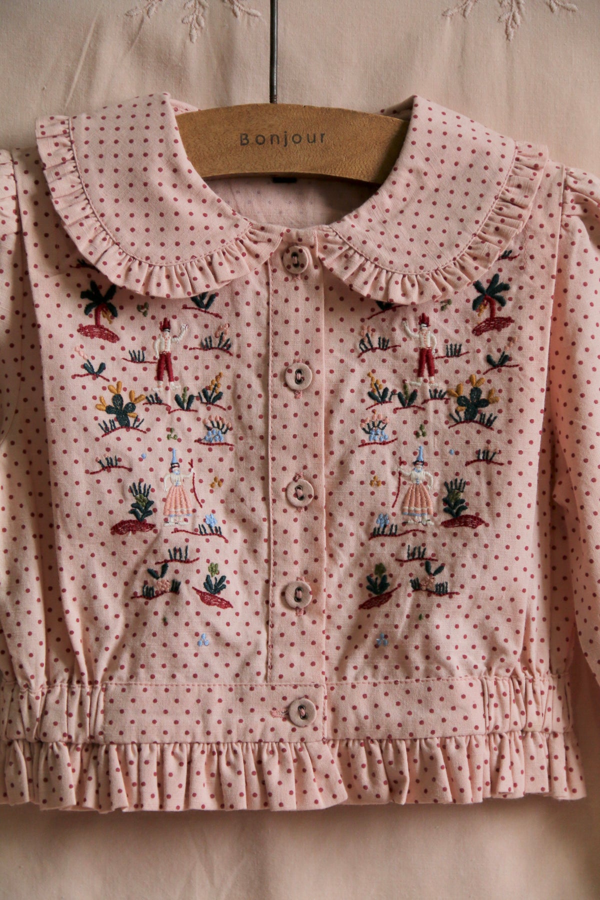 BONJOUR DIARY Embroidered blouse / PINK