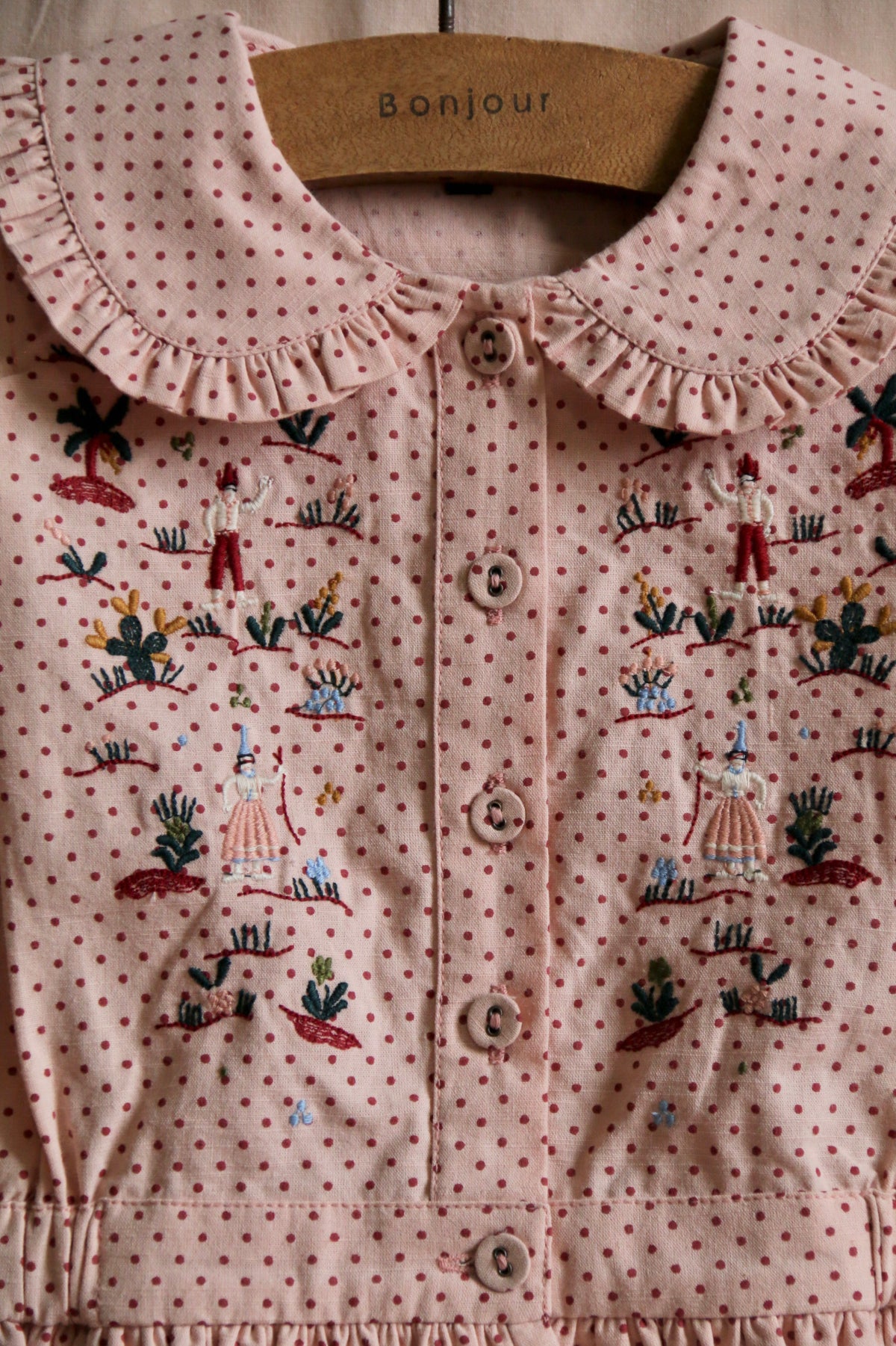 BONJOUR DIARY Embroidered blouse / PINK