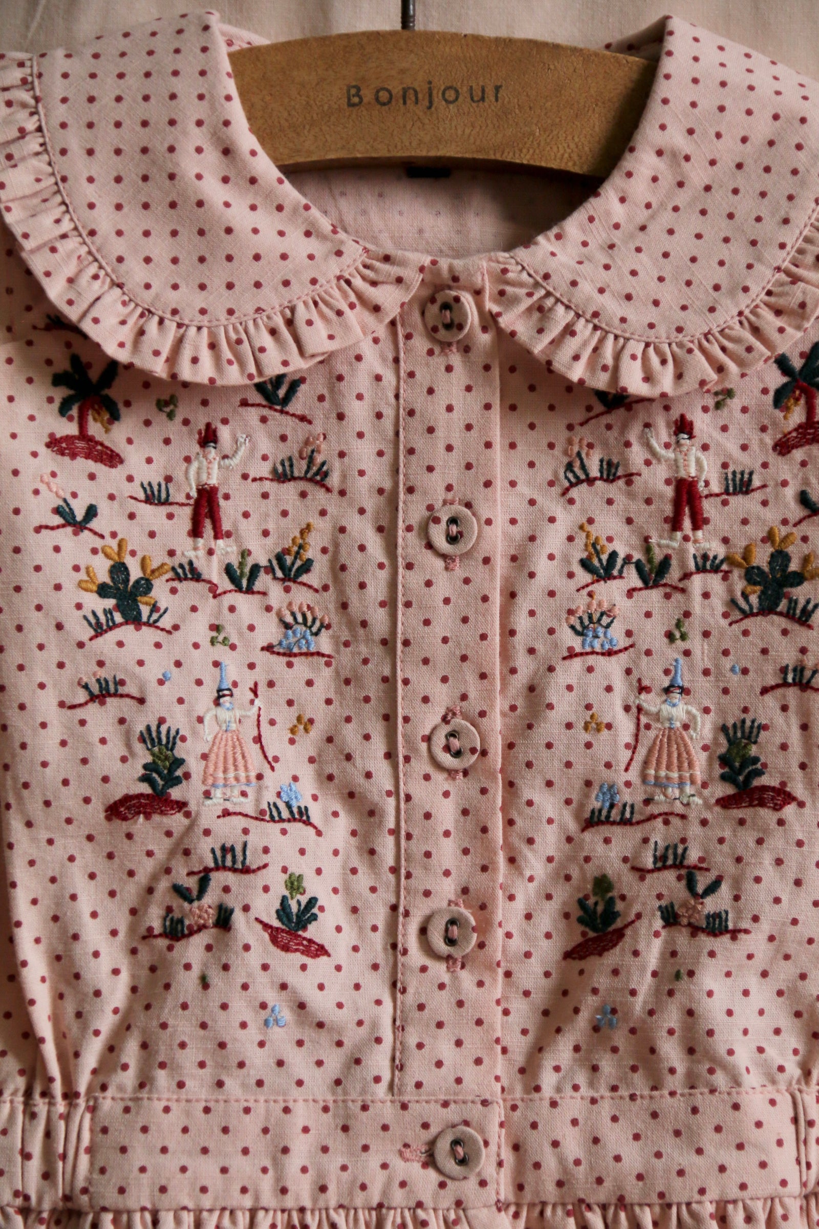 BONJOUR DIARY Embroidered blouse / PINK