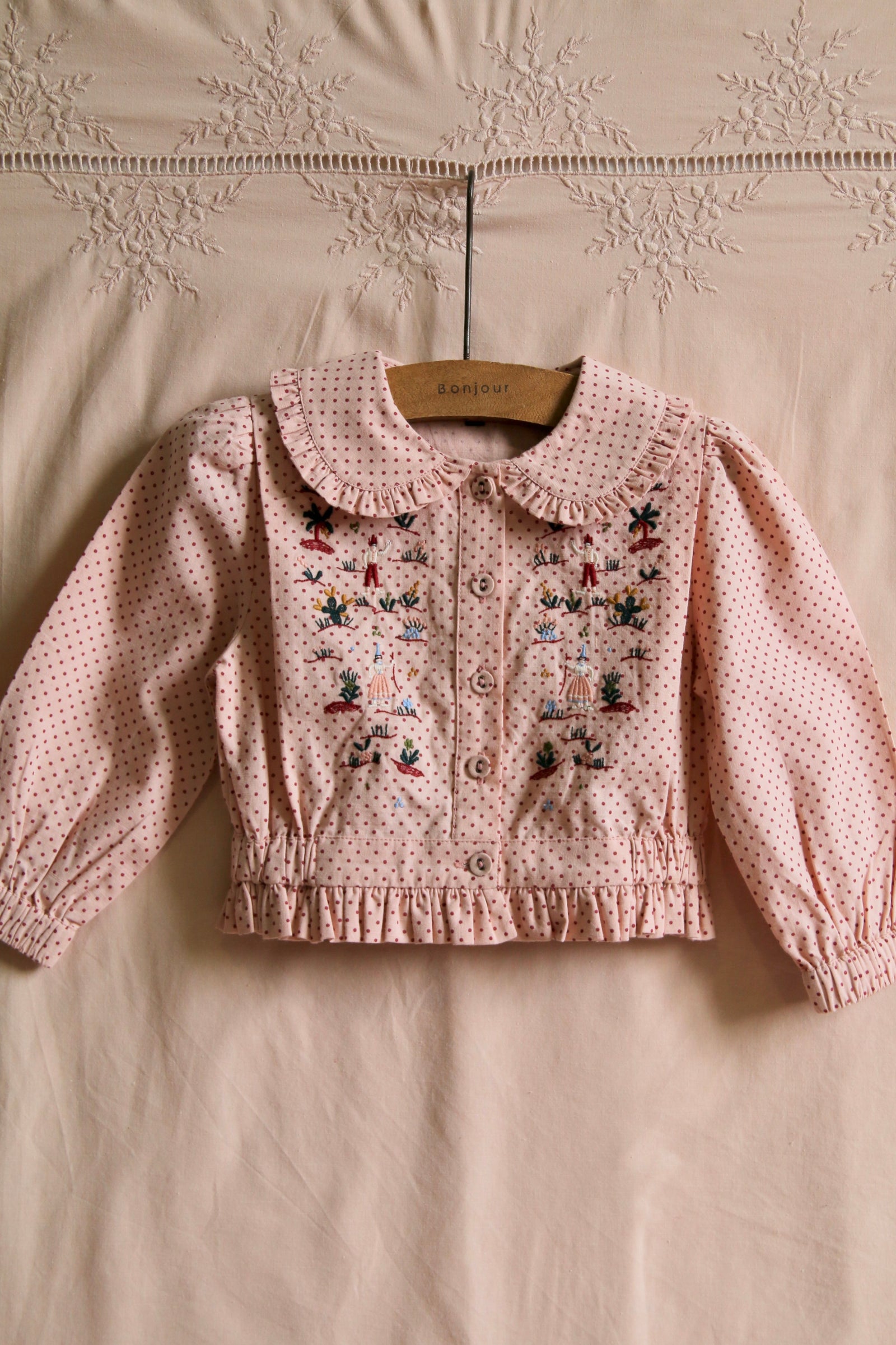 BONJOUR DIARY Embroidered blouse / PINK