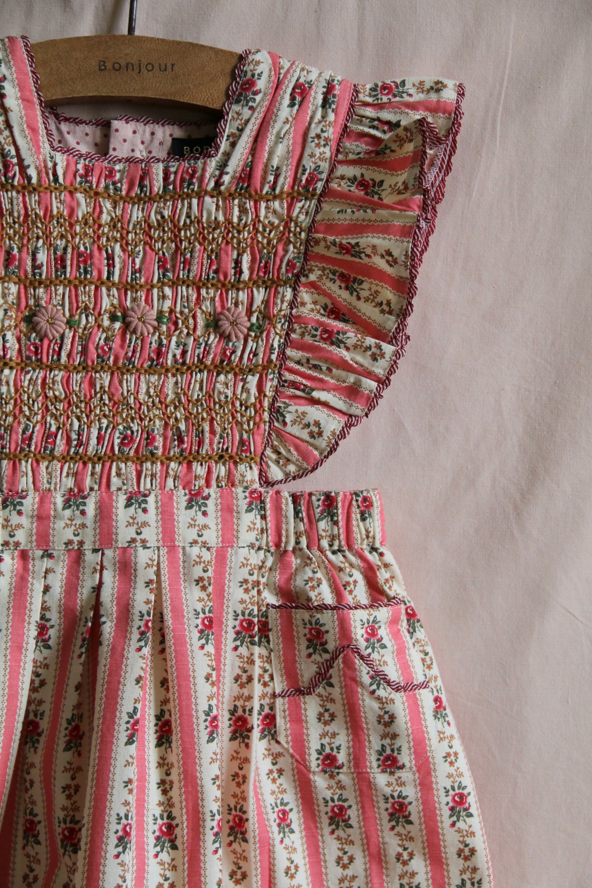 BONJOUR DIARY APRON DRESS / TAPESTRY PINK STRIPE