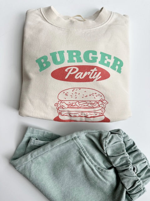 BURGER PARTY SWEATSHIRT / IVORY CREAM