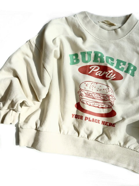 BURGER PARTY SWEATSHIRT / IVORY CREAM
