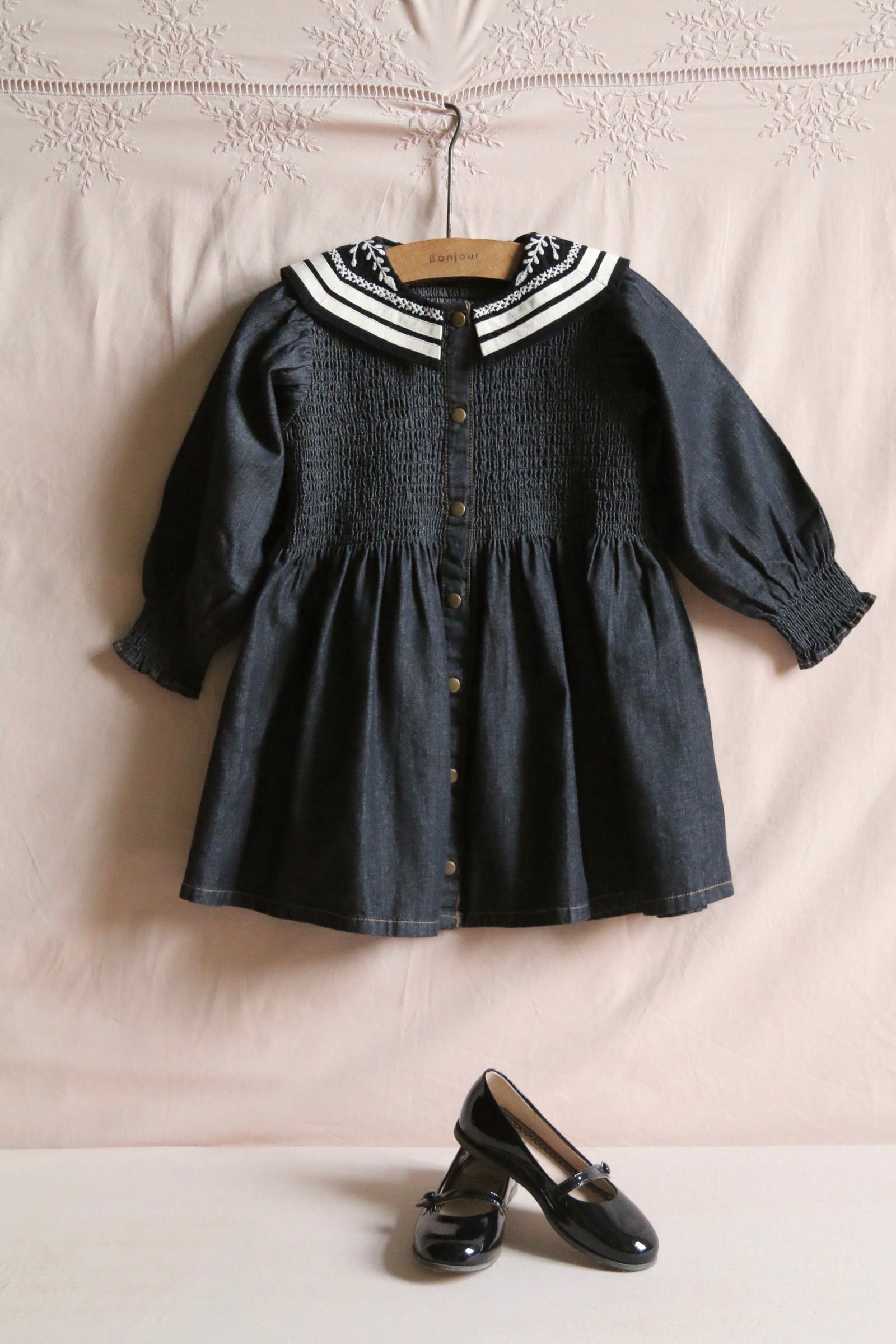 BONJOUR DIARY TUNIQUE W/ SAILOR COLLAR / BLACK DENIM