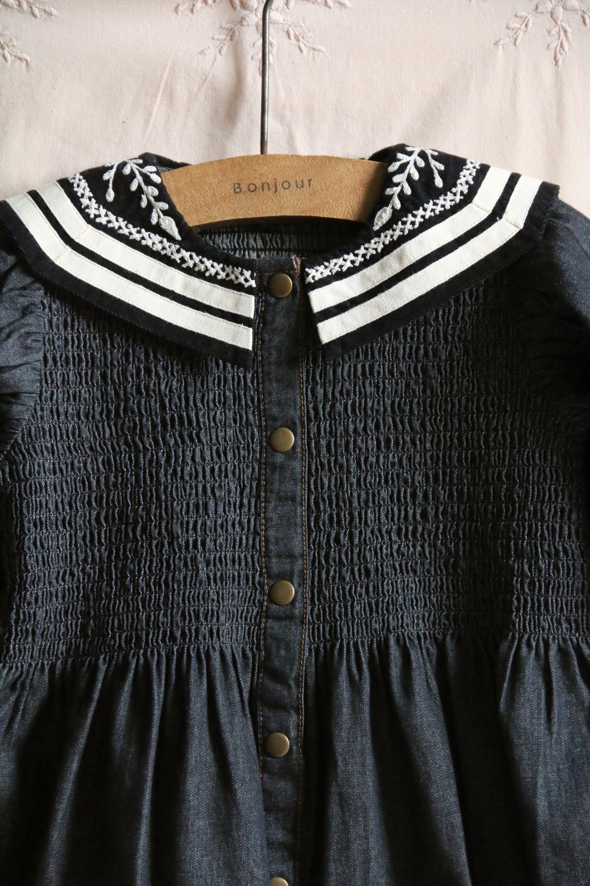 BONJOUR DIARY TUNIQUE W/ SAILOR COLLAR / BLACK DENIM