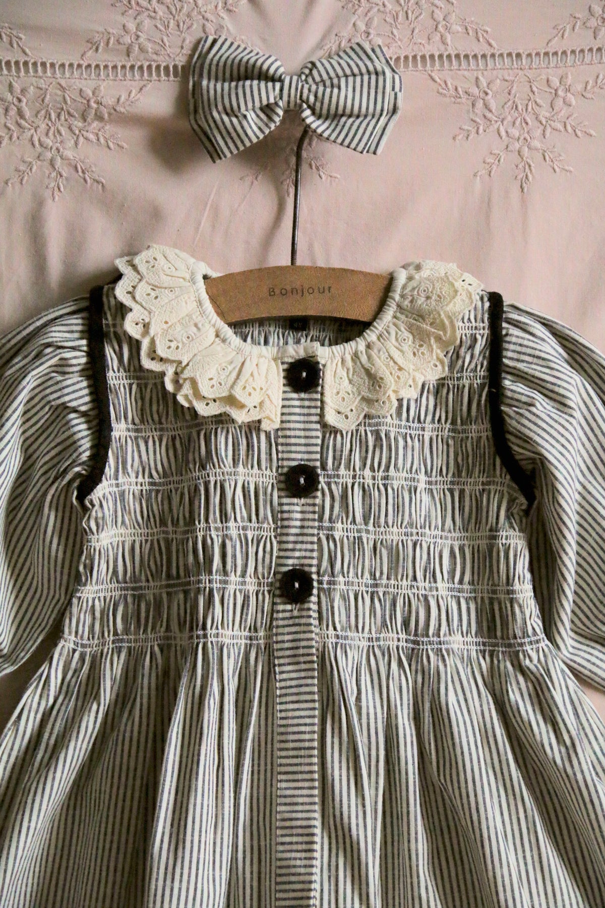 BONJOUR DIARY TUNIQUE W/ HAIR CLIP / BLACK STRIPE