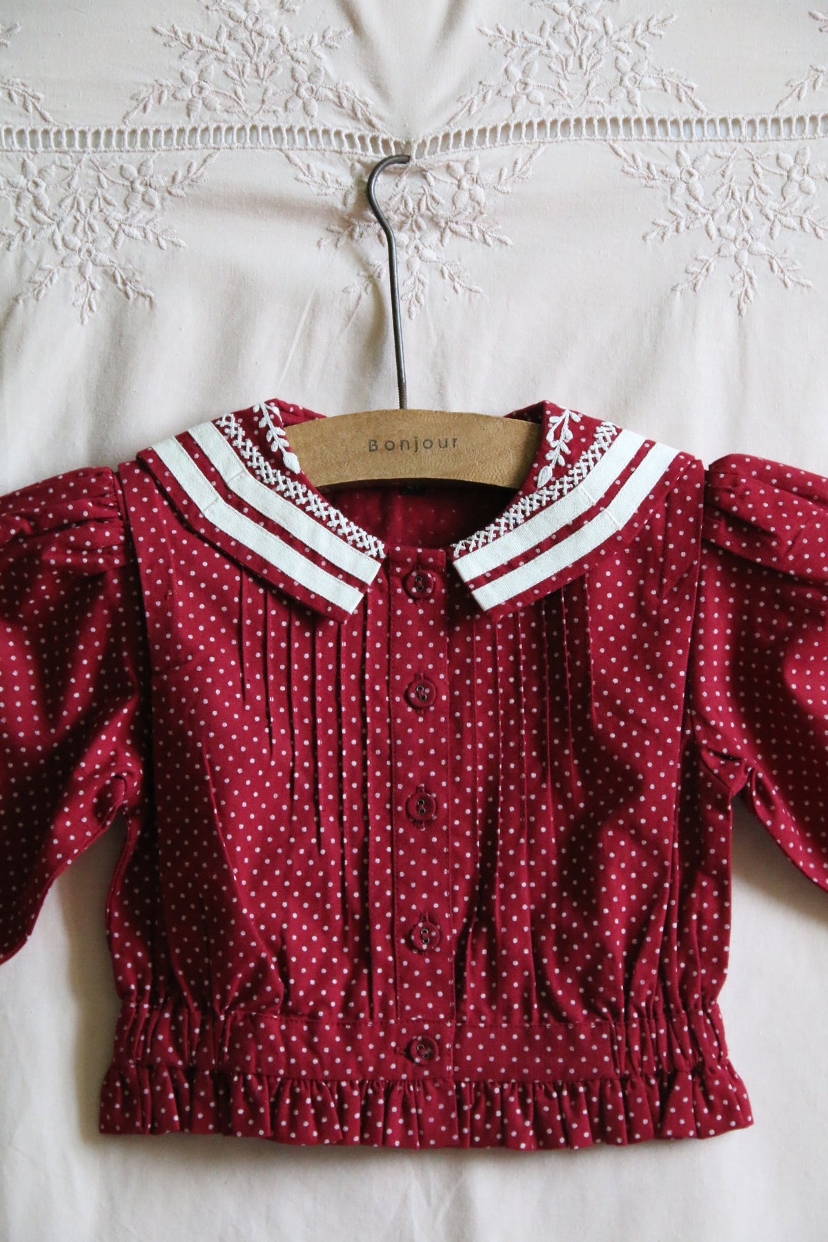 BONJOUR DIARY SAILOR BLOUSE / RED WINE POLKA DOT