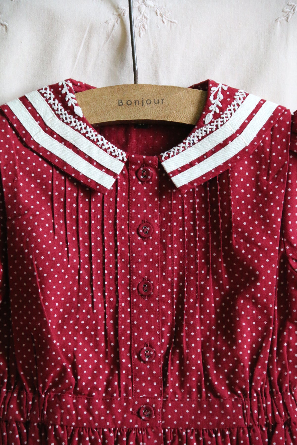 BONJOUR DIARY SAILOR BLOUSE / RED WINE POLKA DOT