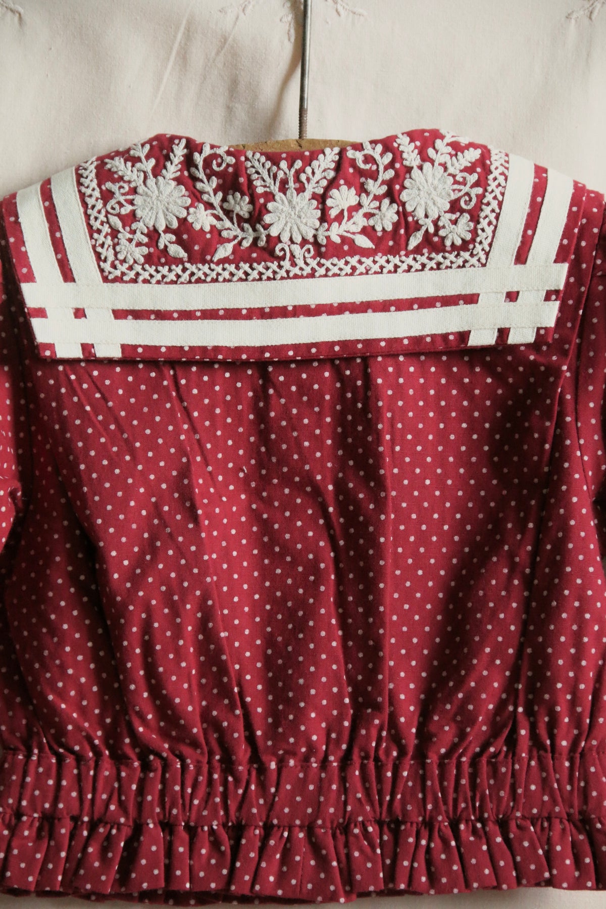 BONJOUR DIARY SAILOR BLOUSE / RED WINE POLKA DOT