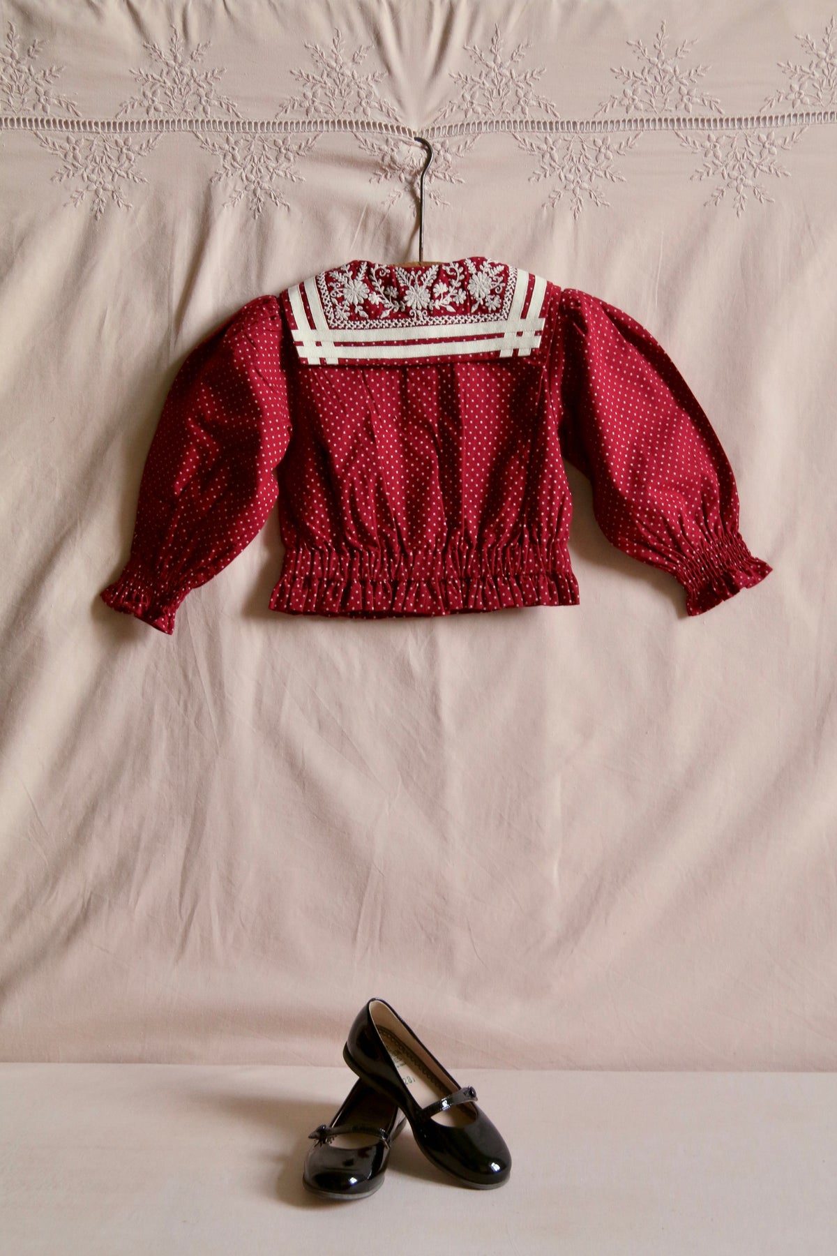 BONJOUR DIARY SAILOR BLOUSE / RED WINE POLKA DOT