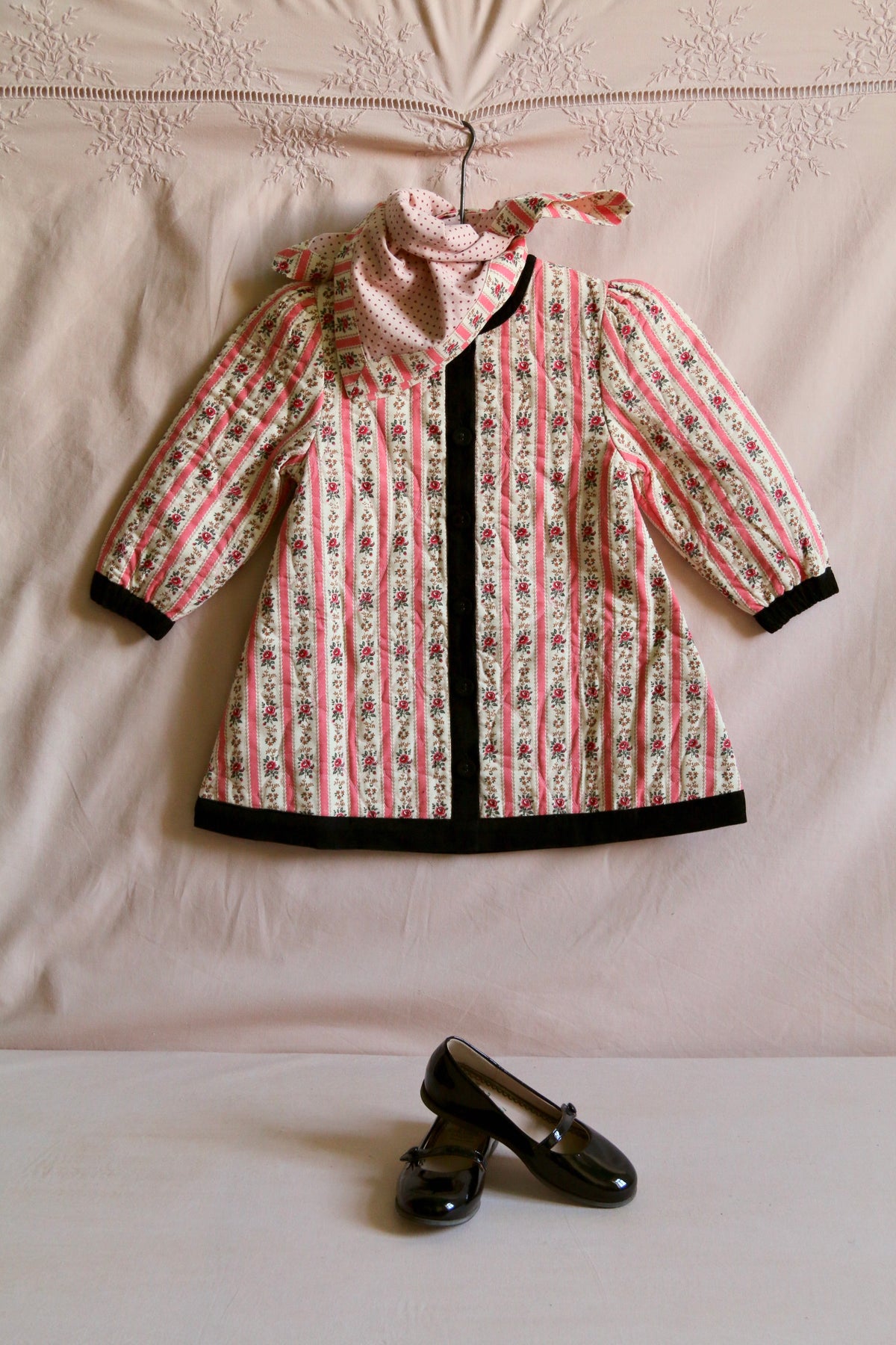 BONJOUR DIARY COAT DRESS + SCARF / PINK STRIPE TAPESTRY