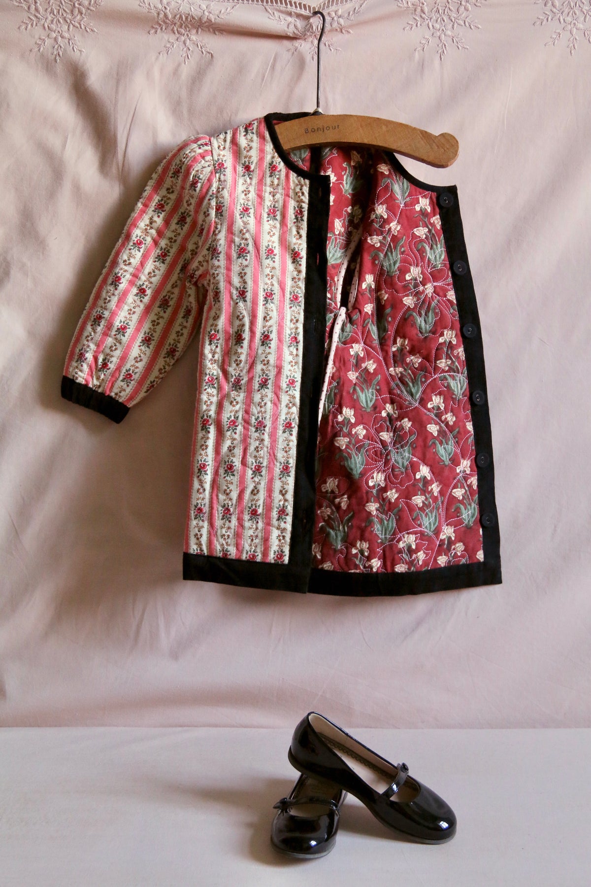 BONJOUR DIARY COAT DRESS + SCARF / PINK STRIPE TAPESTRY